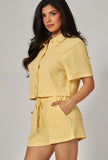 Conjunto Blusa y Short Textura Acanalada Amarillo