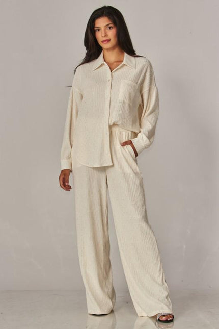 Conjunto Pantalón Texturizado Blanco