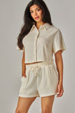 Conjunto Blusa y Short Textura Acanalada Hueso