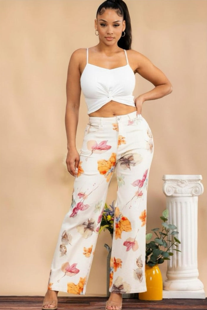 Pantalón Floral Blanco