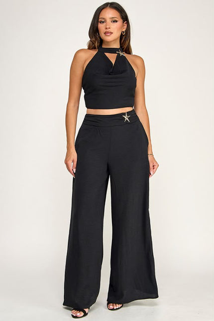 Conjunto Top y Pantalón Negro con Broche Estrella