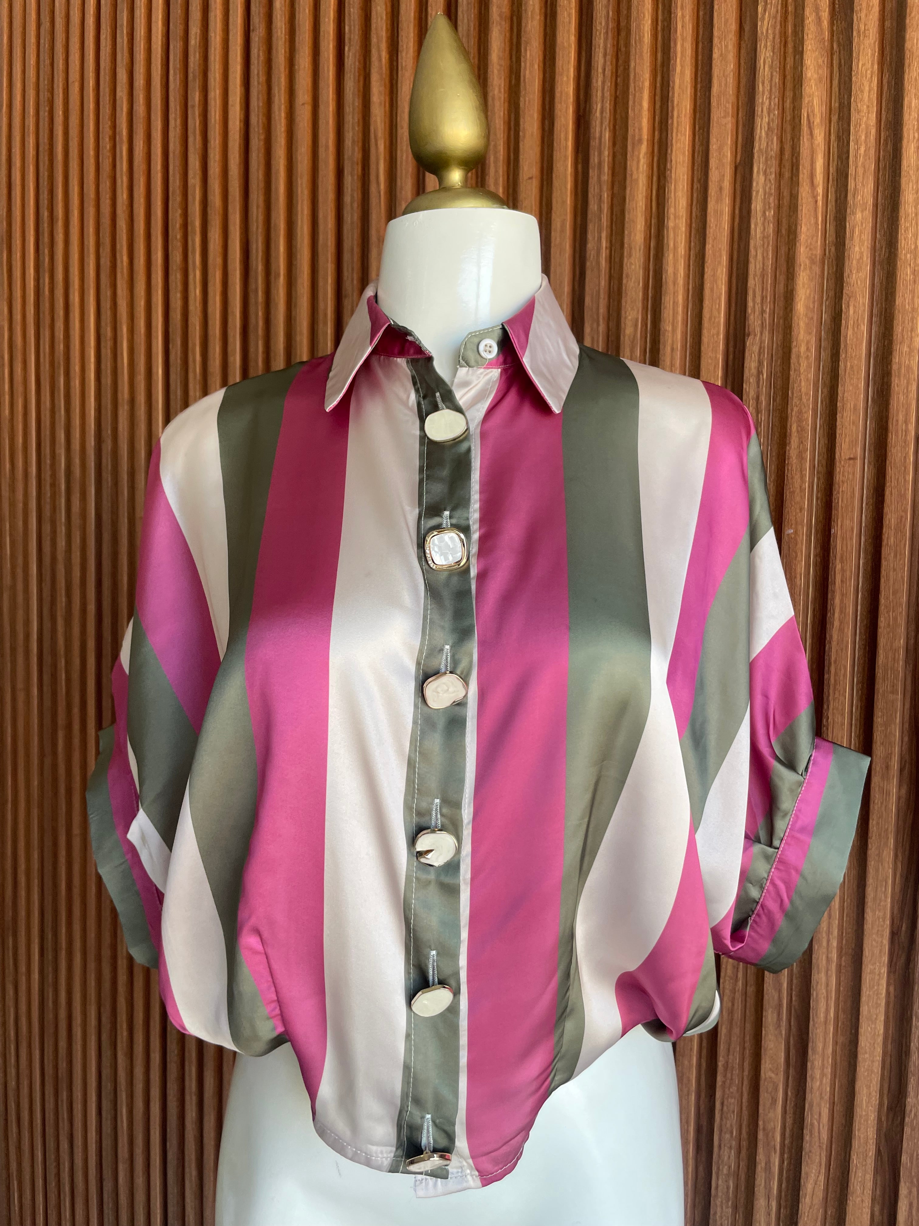 Blusa Rayada Rosa