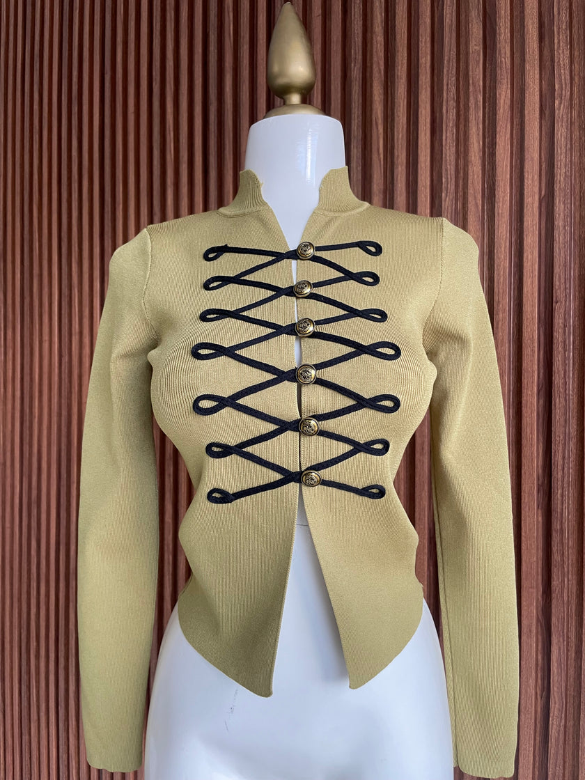 Saco militar tejido beige con cordones Jash Online