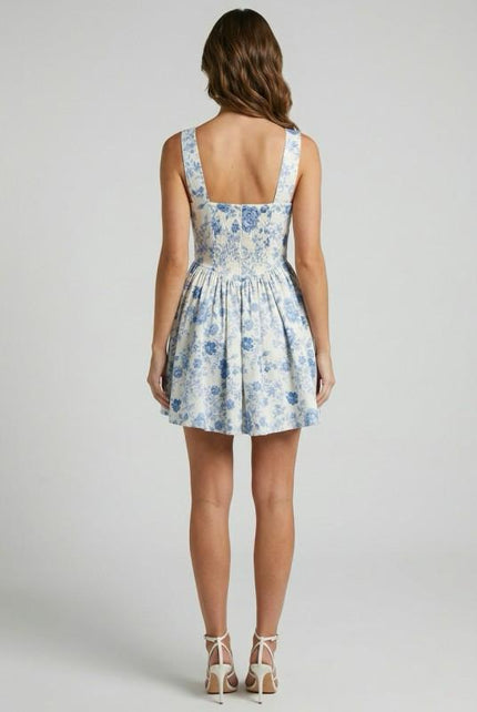 Vestido Floral Azul Toile trasera