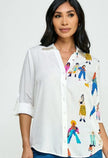 Camisa Casual con Estampado de Dibujos