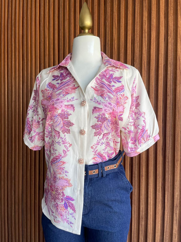 Blusa Blanca Floral Paisley