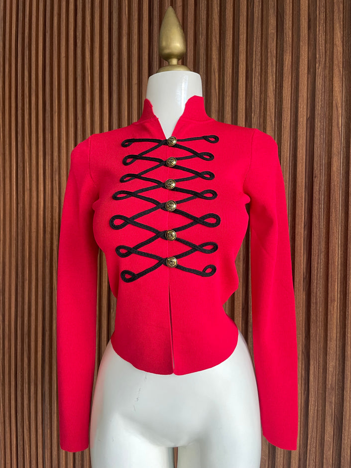 Saco militar tejido rojo con cordones Jash Online