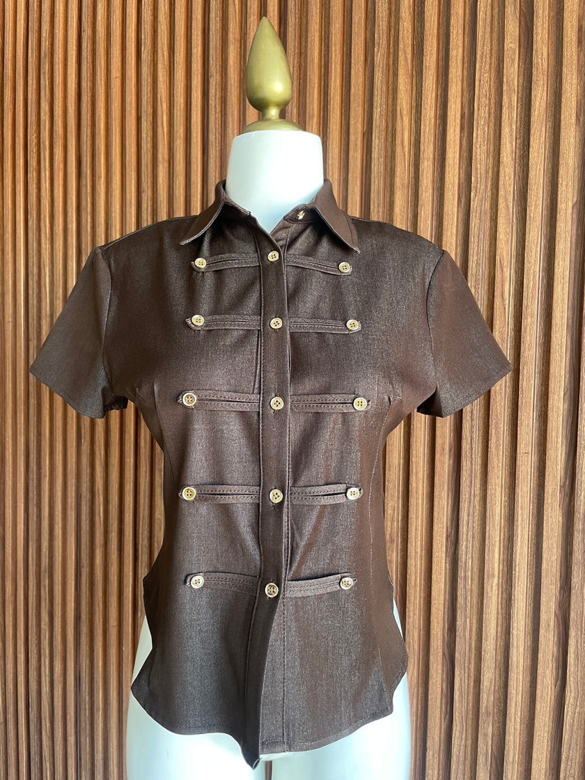 Blusa Napoleón Stretch Café