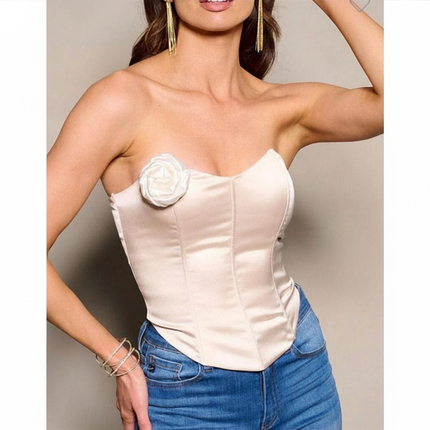 Corset Crema con Rosa