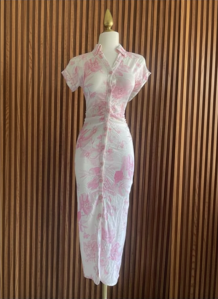 Vestido Floral Rosa Ajustado