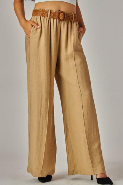 Pantalón wide-leg beige Jash Online detalle