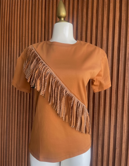 Playera Naranja con Flecos