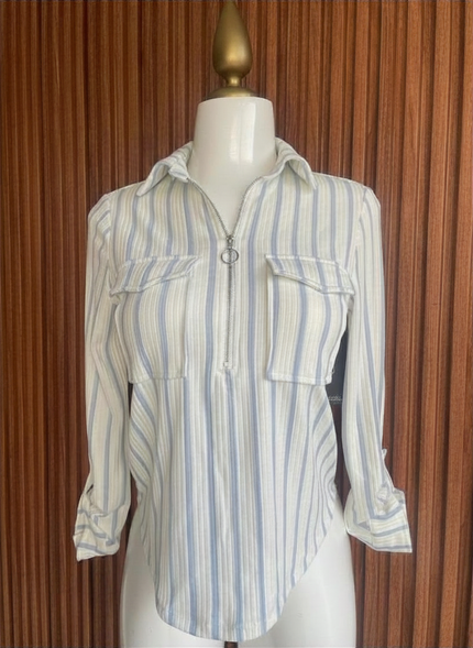Blusa Rayas Azul con Cierre