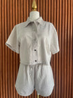 Conjunto Chaqueta y Short Mezclilla con Pedrería Gris