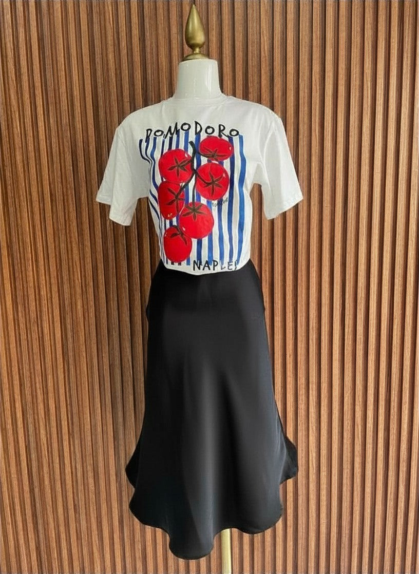 Falda Satinada Negra