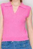 Suéter Cuello Camisero Rosa