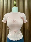Blusa Tejida con Moños Rosa
