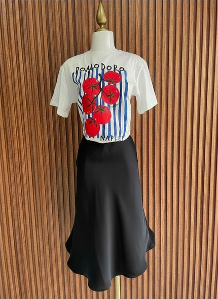 Falda Satinada Negra