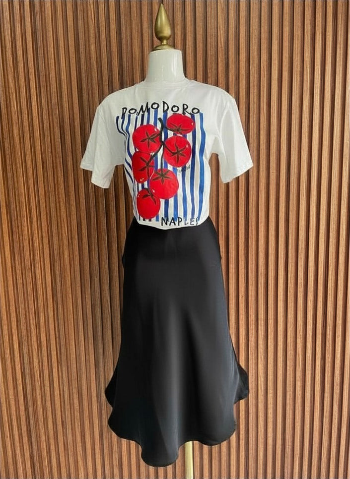Falda Satinada Negra