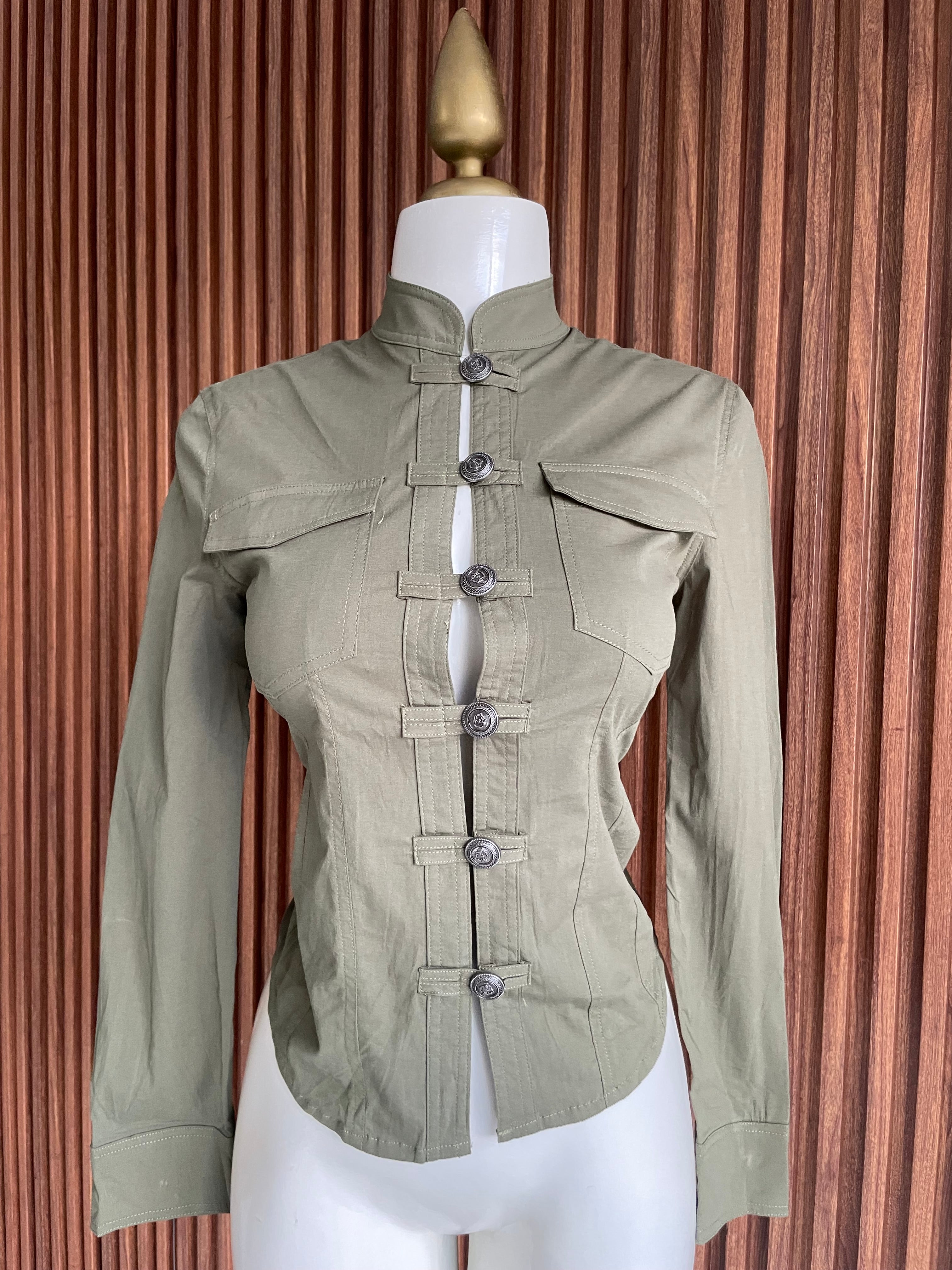 Saco militar cuello mao verde olivo Jash Online