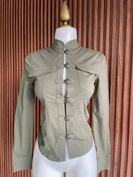 Saco militar cuello mao verde olivo Jash Online