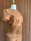 Conjunto Blusa con Encaje Café
