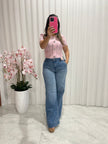 Jeans wide leg azul tono claro frontal Jash Online