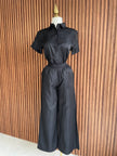 Conjunto camisa y pantalon wide leg negro Jash Online