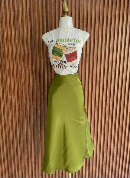 Falda Satinada Verde