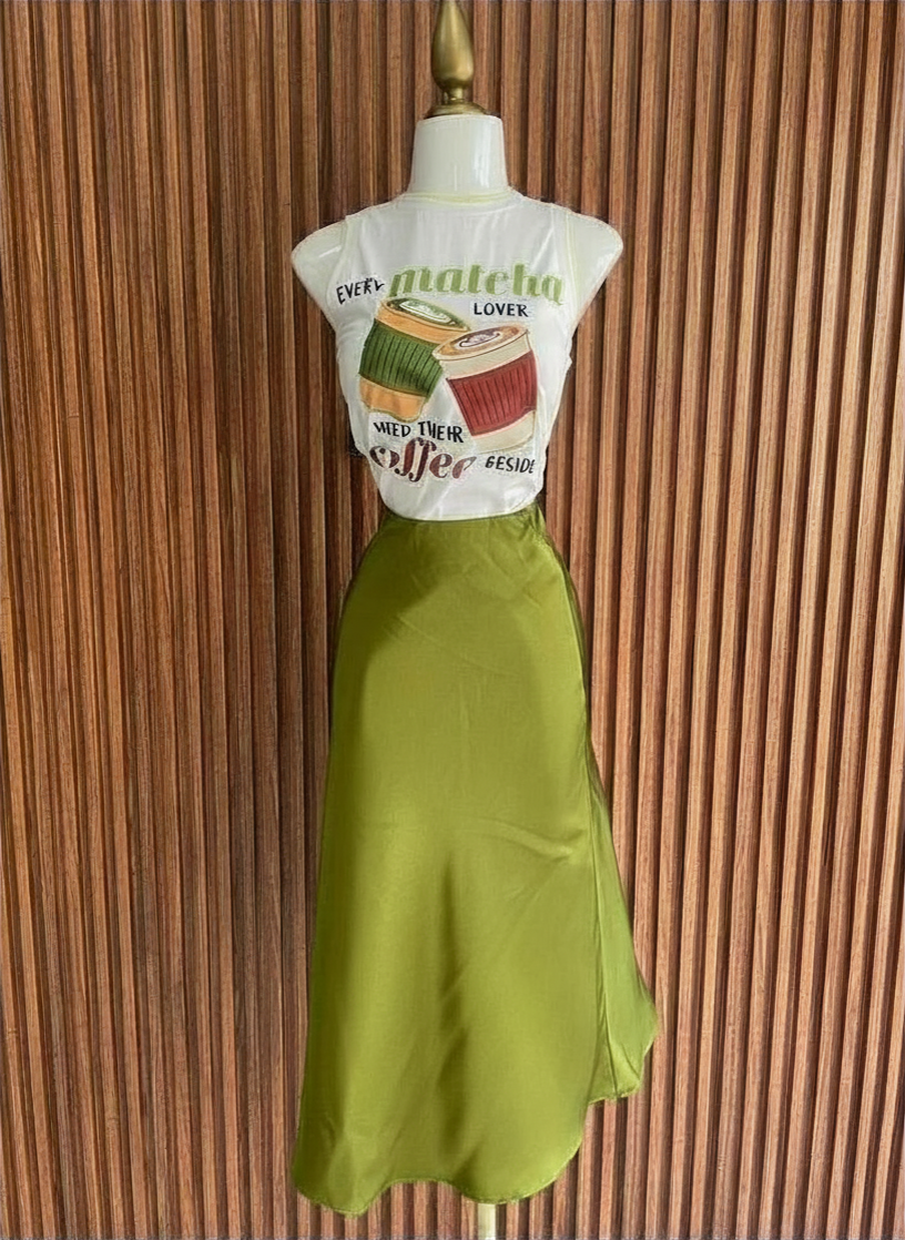 Falda Satinada Verde