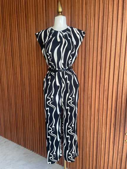 Conjunto Top y Falda Palmeras Negro