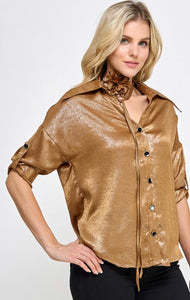 Blusa de Satín Bronce Brillante