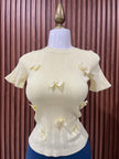 Blusa Tejida con Moños Crema
