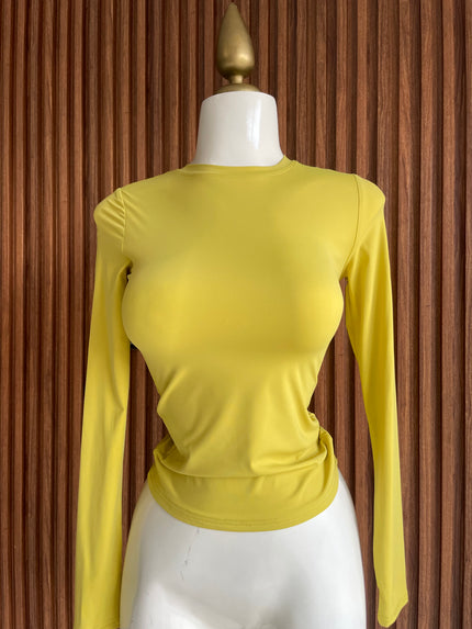 Blusa basica manga larga amarilla Jash Online