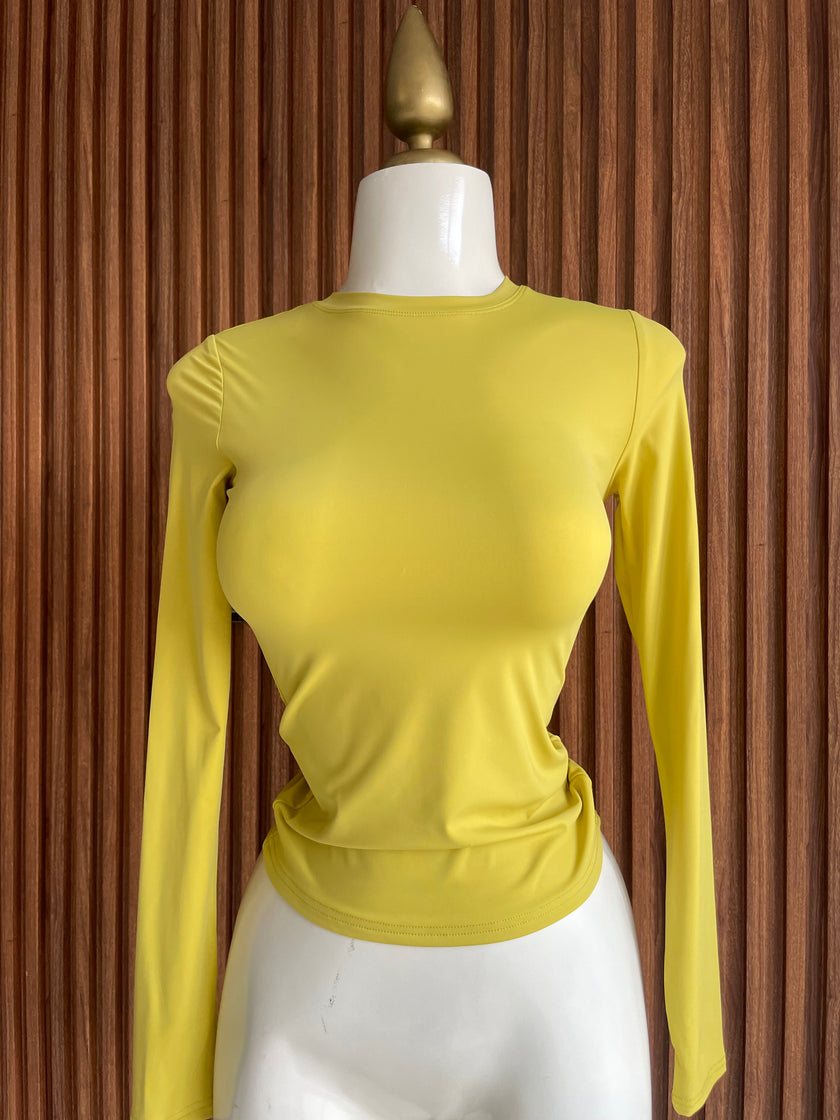 Blusa basica manga larga amarilla Jash Online