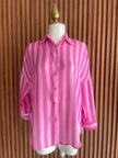 Camisa Oversize Rayas Rosa