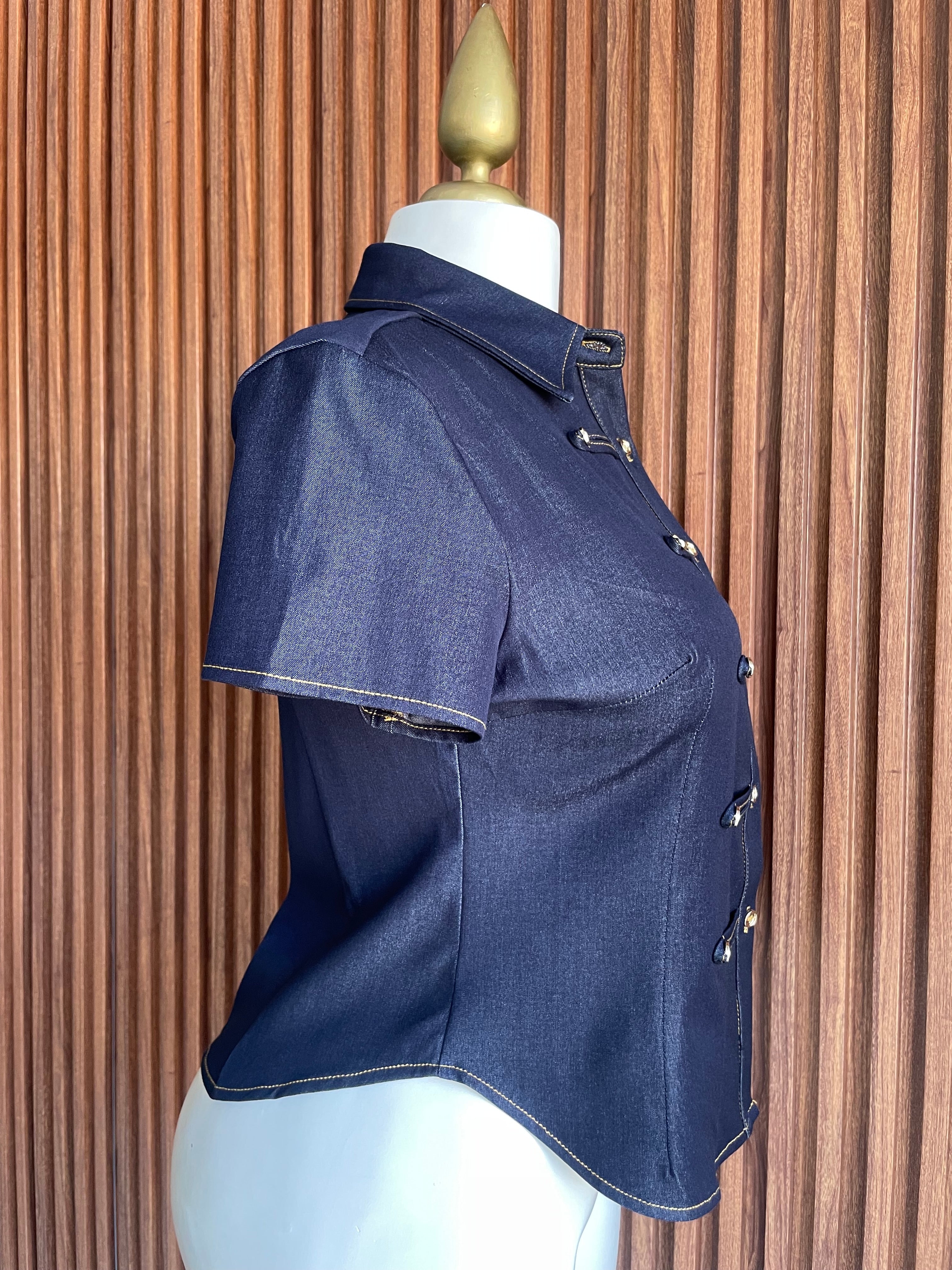 Blusa Napoleón Stretch Mezclilla Azul
