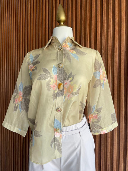 Blusa Beige Floral Bordada