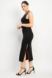 Vestido Negro Entallado con Abertura