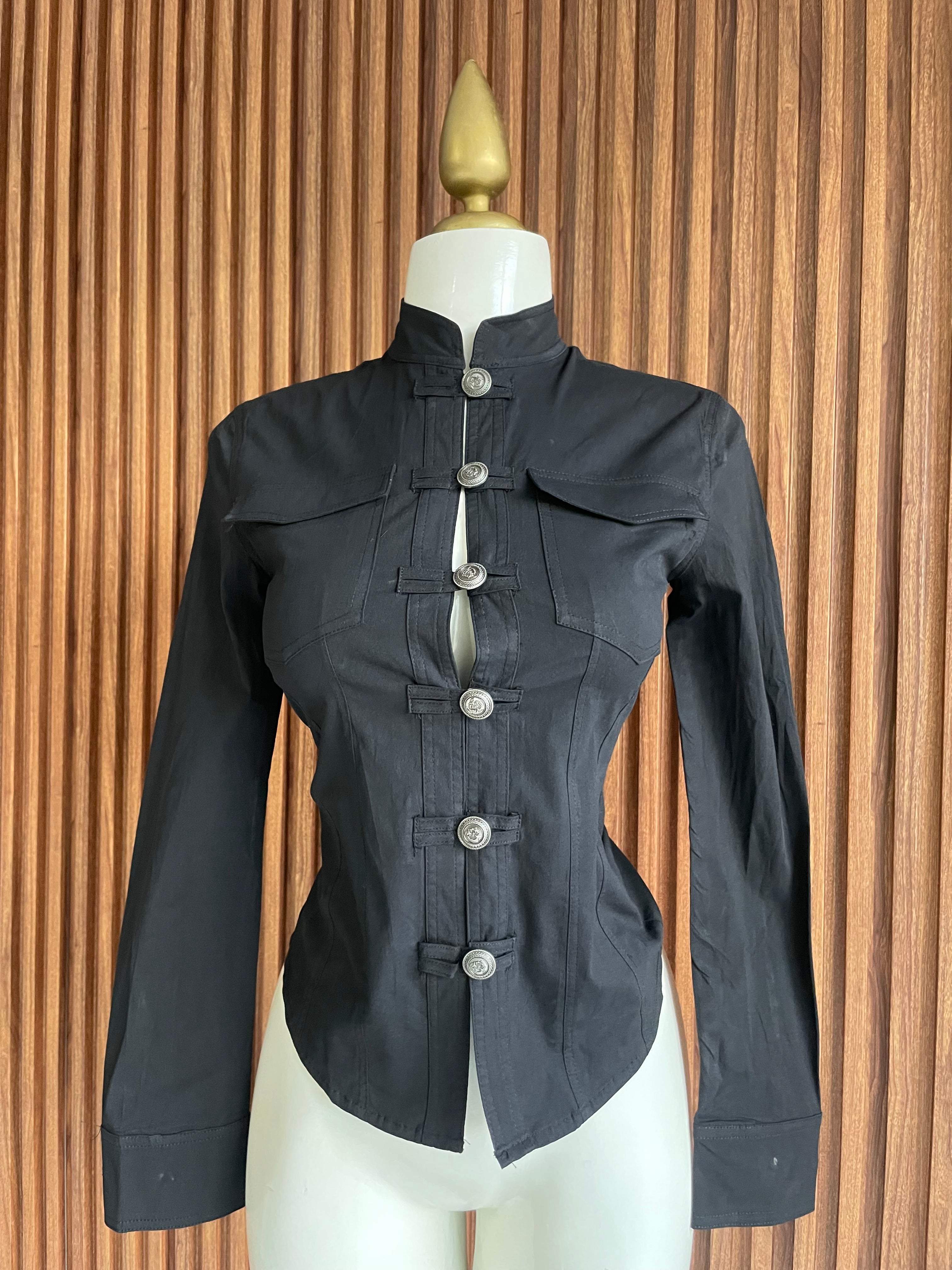 Saco militar cuello mao negro Jash Online