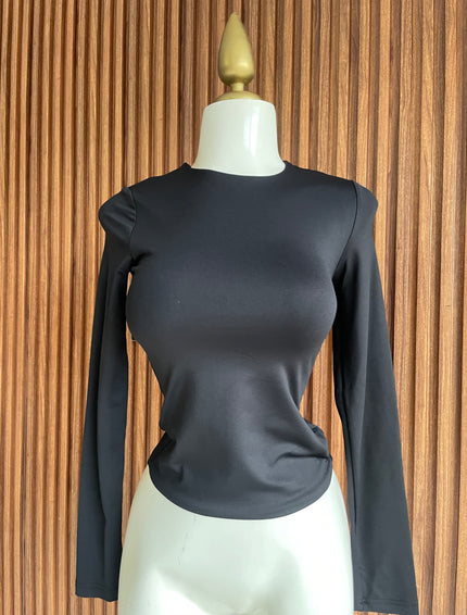Blusa basica manga larga negra Jash Online