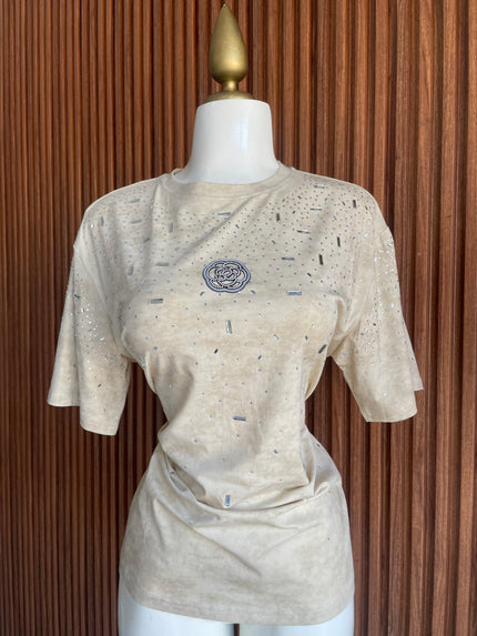 Playera Pedrería Beige