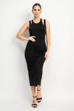 Vestido Negro Entallado con Abertura