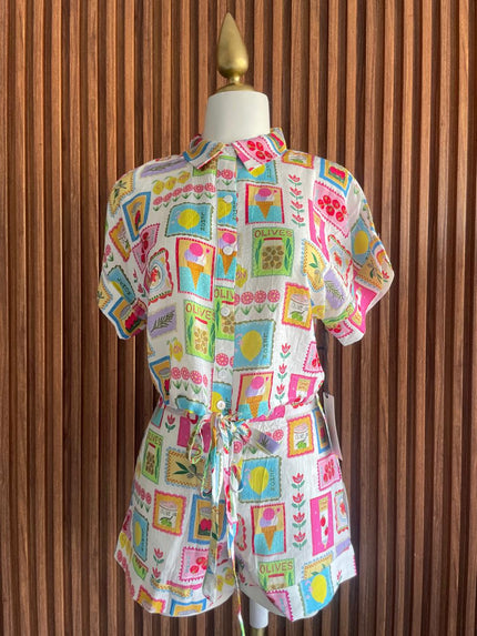 Set Blusa y Short Multicolor Geómétrico