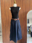 Conjunto Top y Falda Mezclilla con Cinturón Crema