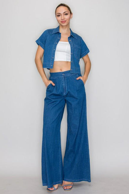 Conjunto Camisera y Pantalón de Mezclilla Azul