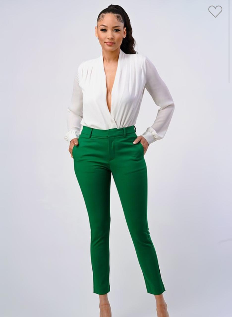 Pantalones Verdes de Talle Alto