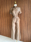 Conjunto camisa y pantalon wide leg cafe Jash Online