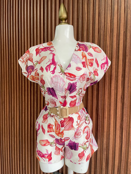 Conjunto Short Estampado Conchas Marinas
