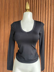 Blusa gris manga larga escote en V Jash Online